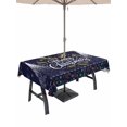thumbnail image 1 of Outdoor Tablecloth with Umbrella Hole and Zipper, Christmas Elk Rectangle Table Cloth 54x80 Inch Waterproof Tablecloth, Winter Snowflake Xmas Tree Leaf Navy Blue Picnic Table Cover for Patio Camping, 1 of 7