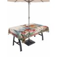 thumbnail image 1 of Outdoor Tablecloth with Umbrella Hole and Zipper, Christmas Elk Rectangle Table Cloth 60x102 Inch Waterproof Tablecloth, Xmas Pine Cones Gifts Snowflake Retro Picnic Table Cover for Patio Camping, 1 of 7