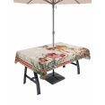 thumbnail image 1 of Outdoor Tablecloth with Umbrella Hole and Zipper, Christmas Elk Rectangle Table Cloth 60x120 Inch Waterproof Tablecloth, Xmas Pine Cones Gifts Snowflake Rustic Picnic Table Cover for Patio Camping, 1 of 7
