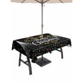 thumbnail image 1 of Outdoor Tablecloth with Umbrella Hole and Zipper, Christmas Elk Rectangle Table Cloth 60x84 Inch Waterproof Tablecloth, Winter Snowflake Xmas Tree Leaf Black Picnic Table Cover for Patio Camping, 1 of 7