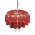 thumbnail image 1 of Outdoor Tablecloth with Umbrella Hole and Zipper, Christmas Elk Round Table Cloth 60 Inch Waterproof Tablecloth, Winter Snowflake Xmas Tree Leaf Red Picnic Table Cover for Patio Camping, 1 of 7
