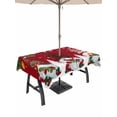 thumbnail image 1 of Outdoor Tablecloth with Umbrella Hole and Zipper, Christmas Gnomes Rectangle Table Cloth 54x80 Inch Waterproof Tablecloth, Red Joy Pine Branches Cardinal Birds Picnic Table Cover for Patio Camping, 1 of 7