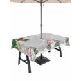 thumbnail image 1 of Outdoor Tablecloth with Umbrella Hole and Zipper, Christmas Grey Rectangle Table Cloth 52x70 Inch Waterproof Tablecloth, Xmas Snowman Birds on Pine Branch Snowflake Picnic Table Cover for Patio, 1 of 7