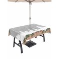 thumbnail image 1 of Outdoor Tablecloth with Umbrella Hole and Zipper, Christmas Grey Rectangle Table Cloth 54x80 Inch Waterproof Tablecloth, White Xmas Tree Forest Poinsettia Rustic Wooden Picnic Table Cover for Patio, 1 of 7
