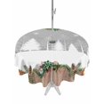 thumbnail image 1 of Outdoor Tablecloth with Umbrella Hole and Zipper, Christmas Grey Round Table Cloth 54 Inch Waterproof Tablecloth, White Xmas Tree Forest Poinsettia Rustic Wooden Picnic Table Cover for Patio Camping, 1 of 7