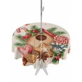 thumbnail image 1 of Outdoor Tablecloth with Umbrella Hole and Zipper, Christmas Pine Round Table Cloth 54 Inch Waterproof Tablecloth, Candy Cane Sage Leaves Retro Beige Picnic Table Cover for Patio Camping, 1 of 7