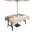 thumbnail image 1 of Outdoor Tablecloth with Umbrella Hole and Zipper, Christmas Poinsettia Rectangle Table Cloth 60x84 Inch Waterproof Tablecloth, Xmas Ball Pine Cone Berry Winter Bird Picnic Table Cover for Patio, 1 of 7