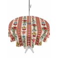 thumbnail image 1 of Outdoor Tablecloth with Umbrella Hole and Zipper, Christmas Poinsettia Round Table Cloth 60 Inch Waterproof Tablecloth, Xmas Pine Branch Snowflake Bell Stars Picnic Table Cover for Patio Camping, 1 of 7