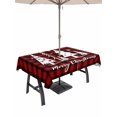thumbnail image 1 of Outdoor Tablecloth with Umbrella Hole and Zipper, Christmas Rectangle Table Cloth 52x70 Inch Waterproof Tablecloth, Xmas Red Black Buffalo Plaid Snowflakes Pine Tree Picnic Table Cover for Patio, 1 of 7