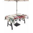 thumbnail image 1 of Outdoor Tablecloth with Umbrella Hole and Zipper, Christmas Rectangle Table Cloth 52x70 Inch Waterproof Tablecloth, Xmas Snowman Truck Snowflake Tree Balls Rustic Picnic Table Cover for Patio Camping, 1 of 7
