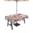 thumbnail image 1 of Outdoor Tablecloth with Umbrella Hole and Zipper, Christmas Rectangle Table Cloth 54x80 Inch Waterproof Tablecloth, Cute Santa Claus Reindeer Red Xmas Balls Snowy Grey Picnic Table Cover for Patio, 1 of 7