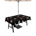 thumbnail image 1 of Outdoor Tablecloth with Umbrella Hole and Zipper, Christmas Rectangle Table Cloth 54x80 Inch Waterproof Tablecloth, Winter Red Green Xmas Weeping Balls Picnic Table Cover for Patio Camping, 1 of 7