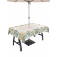 thumbnail image 1 of Outdoor Tablecloth with Umbrella Hole and Zipper, Christmas Rectangle Table Cloth 54x80 Inch Waterproof Tablecloth, Yellow Snowflakes Xmas Retro Farmhouse Picnic Table Cover for Patio Camping, 1 of 7
