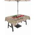 thumbnail image 1 of Outdoor Tablecloth with Umbrella Hole and Zipper, Christmas Rectangle Table Cloth 60x102 Inch Waterproof Tablecloth, Red Truck Winter Snowflakes Xmas Pine Retro Brown Picnic Table Cover for Patio, 1 of 7