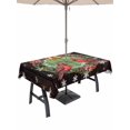 thumbnail image 1 of Outdoor Tablecloth with Umbrella Hole and Zipper, Christmas Rectangle Table Cloth 60x102 Inch Waterproof Tablecloth, Xmas Botanical Birds Snowflake Wooden Picnic Table Cover for Patio Camping, 1 of 7