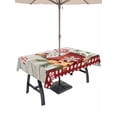 thumbnail image 1 of Outdoor Tablecloth with Umbrella Hole and Zipper, Christmas Rectangle Table Cloth 60x102 Inch Waterproof Tablecloth, Xmas Ice Cream Snowflakes Needles Wooden Grain Picnic Table Cover for Patio, 1 of 7