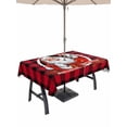 thumbnail image 1 of Outdoor Tablecloth with Umbrella Hole and Zipper, Christmas Rectangle Table Cloth 60x102 Inch Waterproof Tablecloth, Xmas Santa Claus Red Black Buffalo Plaid Picnic Table Cover for Patio Camping, 1 of 7