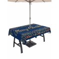 thumbnail image 1 of Outdoor Tablecloth with Umbrella Hole and Zipper, Christmas Rectangle Table Cloth 60x120 Inch Waterproof Tablecloth, Modern Winter Xmas Trees Gifts Navy Blue Picnic Table Cover for Patio Camping, 1 of 7