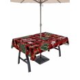 thumbnail image 1 of Outdoor Tablecloth with Umbrella Hole and Zipper, Christmas Rectangle Table Cloth 60x120 Inch Waterproof Tablecloth, Pine Tree Gold White Snowflake Red Black Plaid Picnic Table Cover for Patio, 1 of 7