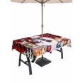 thumbnail image 1 of Outdoor Tablecloth with Umbrella Hole and Zipper, Christmas Rectangle Table Cloth 60x120 Inch Waterproof Tablecloth, Snowman Pine Tree Winter Snowy Red Black Plaid Picnic Table Cover for Patio, 1 of 7