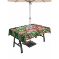 thumbnail image 1 of Outdoor Tablecloth with Umbrella Hole and Zipper, Christmas Rectangle Table Cloth 60x120 Inch Waterproof Tablecloth, Winter Truck Pine Tree Green Red Striped Plaid Picnic Table Cover for Patio, 1 of 7