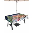 thumbnail image 1 of Outdoor Tablecloth with Umbrella Hole and Zipper, Christmas Rectangle Table Cloth 60x120 Inch Waterproof Tablecloth, Winter Xmas Tree Gingerbread Dogs Red Truck Blue Picnic Table Cover for Patio, 1 of 7