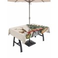 thumbnail image 1 of Outdoor Tablecloth with Umbrella Hole and Zipper, Christmas Rectangle Table Cloth 60x120 Inch Waterproof Tablecloth, Xmas Tree Winter Deer Pine Fruits Beige Picnic Table Cover for Patio Camping, 1 of 7