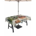 thumbnail image 1 of Outdoor Tablecloth with Umbrella Hole and Zipper, Christmas Rectangle Table Cloth 60x120 Inch Waterproof Tablecloth, Xmas Winter Vintage Forest Tree Deer Snowflakes Picnic Table Cover for Patio, 1 of 7