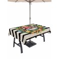 thumbnail image 1 of Outdoor Tablecloth with Umbrella Hole and Zipper, Christmas Rectangle Table Cloth 60x84 Inch Waterproof Tablecloth, Country Gnomes Pine Branches Star Bell Striped Picnic Table Cover for Patio Camping, 1 of 7
