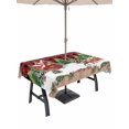 thumbnail image 1 of Outdoor Tablecloth with Umbrella Hole and Zipper, Christmas Rectangle Table Cloth 60x84 Inch Waterproof Tablecloth, Santa Claus Xmas Tree Reindeer Buffalo Plaid Wood Plank Picnic Table Cover, 1 of 7