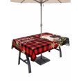thumbnail image 1 of Outdoor Tablecloth with Umbrella Hole and Zipper, Christmas Rectangle Table Cloth 60x84 Inch Waterproof Tablecloth, Winter Cow Snowflake Red Black Buffalo Plaid Picnic Table Cover for Patio Camping, 1 of 7