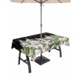 thumbnail image 1 of Outdoor Tablecloth with Umbrella Hole and Zipper, Christmas Rectangle Table Cloth 60x84 Inch Waterproof Tablecloth, Winter Xmas Trees Snowflakes Country Cabin Black Picnic Table Cover for Patio, 1 of 7