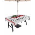 thumbnail image 1 of Outdoor Tablecloth with Umbrella Hole and Zipper, Christmas Rectangle Table Cloth 60x84 Inch Waterproof Tablecloth, Xmas Truck Tree Snowflake Red Striped Retro Picnic Table Cover for Patio Camping, 1 of 7