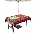 thumbnail image 1 of Outdoor Tablecloth with Umbrella Hole and Zipper, Christmas Red Check Rectangle Table Cloth 60x120 Inch Waterproof Tablecloth, Poinsettia Xmas Flower Snowflake Berry Picnic Table Cover for Patio, 1 of 7
