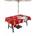thumbnail image 1 of Outdoor Tablecloth with Umbrella Hole and Zipper, Christmas Red Rectangle Table Cloth 54x80 Inch Waterproof Tablecloth, Cute Snowman Xmas Balls Winter Snowflake Picnic Table Cover for Patio Camping, 1 of 7