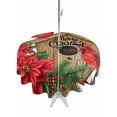 thumbnail image 1 of Outdoor Tablecloth with Umbrella Hole and Zipper, Christmas Round Table Cloth 54 Inch Waterproof Tablecloth, Red Cardinal Poinsettia Hut Berry Pine Needles Picnic Table Cover for Patio Camping, 1 of 7