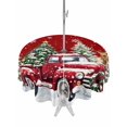 thumbnail image 1 of Outdoor Tablecloth with Umbrella Hole and Zipper, Christmas Round Table Cloth 54 Inch Waterproof Tablecloth, Red Truck Xmas Tree Winter Snowflakes Elk Picnic Table Cover for Patio Camping, 1 of 7