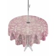 thumbnail image 1 of Outdoor Tablecloth with Umbrella Hole and Zipper, Christmas Round Table Cloth 60 Inch Waterproof Tablecloth, Pink Watercolor Snowflakes Pattern Winter Picnic Table Cover for Patio Camping, 1 of 7