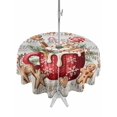thumbnail image 1 of Outdoor Tablecloth with Umbrella Hole and Zipper, Christmas Round Table Cloth 60 Inch Waterproof Tablecloth, Retro Xmas Deer Candy Ice Cream Pine Needle Picnic Table Cover for Patio Camping, 1 of 7