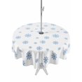 thumbnail image 1 of Outdoor Tablecloth with Umbrella Hole and Zipper, Christmas Round Table Cloth 60 Inch Waterproof Tablecloth, Xmas Blue Snowflakes Winter Modern Minimalist Picnic Table Cover for Patio Camping, 1 of 7