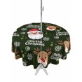 thumbnail image 1 of Outdoor Tablecloth with Umbrella Hole and Zipper, Christmas Santa Claus Round Table Cloth 60 Inch Waterproof Tablecloth, Cartoon Xmas Elk Snowflakes Black Picnic Table Cover for Patio Camping, 1 of 7