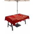 thumbnail image 1 of Outdoor Tablecloth with Umbrella Hole and Zipper, Christmas Shinny Tree Rectangle Table Cloth 60x102 Inch Waterproof Tablecloth, Xmas Light Stars Abstract Red Picnic Table Cover for Patio Camping, 1 of 7