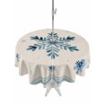 thumbnail image 1 of Outdoor Tablecloth with Umbrella Hole and Zipper, Christmas Snowflake Blue Round Table Cloth 54 Inch Waterproof Tablecloth, Winter Stripe Xmas Texture on Linen Picnic Table Cover for Patio Camping, 1 of 7