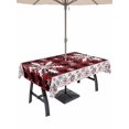 thumbnail image 1 of Outdoor Tablecloth with Umbrella Hole and Zipper, Christmas Snowflake Rectangle Table Cloth 60x120 Inch Waterproof Tablecloth, Winter Classic Red Black Plaid Picnic Table Cover for Patio Camping, 1 of 7