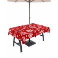 thumbnail image 1 of Outdoor Tablecloth with Umbrella Hole and Zipper, Christmas Snowflakes Rectangle Table Cloth 54x80 Inch Waterproof Tablecloth, Winter Xmas Red White Picnic Table Cover for Patio Camping, 1 of 7