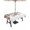 thumbnail image 1 of Outdoor Tablecloth with Umbrella Hole and Zipper, Christmas Snowflakes Rectangle Table Cloth 60x102 Inch Waterproof Tablecloth, Winter Poinsettia Xmas Balls Floral Leaf Picnic Table Cover for Patio, 1 of 7