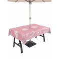 thumbnail image 1 of Outdoor Tablecloth with Umbrella Hole and Zipper, Christmas Snowflakes Rectangle Table Cloth 60x120 Inch Waterproof Tablecloth, Winter Xmas Pine Leaf Pink Picnic Table Cover for Patio Camping, 1 of 7