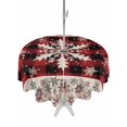 thumbnail image 1 of Outdoor Tablecloth with Umbrella Hole and Zipper, Christmas Snowflakes Round Table Cloth 54 Inch Waterproof Tablecloth, Xmas Winter Vintage Red Plaid Picnic Table Cover for Patio Camping, 1 of 7
