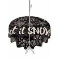 thumbnail image 1 of Outdoor Tablecloth with Umbrella Hole and Zipper, Christmas Snowflakes Round Table Cloth 60 Inch Waterproof Tablecloth, Winter Xmas Flower Textured Black Picnic Table Cover for Patio Camping, 1 of 7