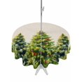 thumbnail image 1 of Outdoor Tablecloth with Umbrella Hole and Zipper, Christmas Snowflakes Round Table Cloth 60 Inch Waterproof Tablecloth, Xmas Winter Green Pine Trees Beige Picnic Table Cover for Patio Camping, 1 of 7